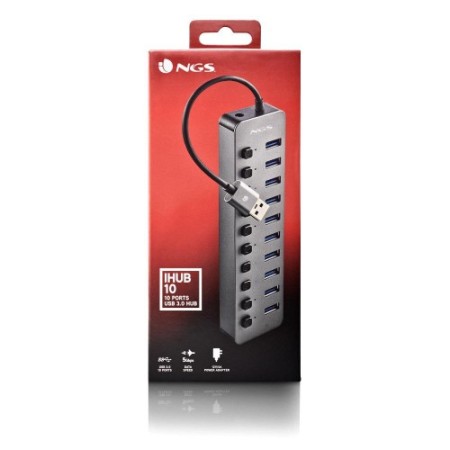 NGS IHUB 10 USB 3.2 Gen 1 (3.1 Gen 1) Type-A 5000 Mbit/s Negro