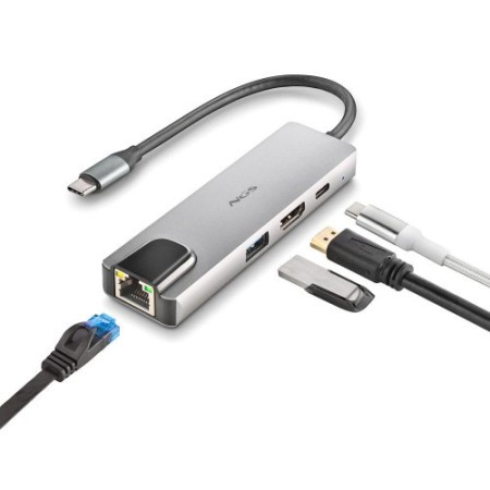 NGS NGS-HUB-0140 hub de interfaz USB 2.0 Type-C 5000 Mbit/s Aluminio, Negro