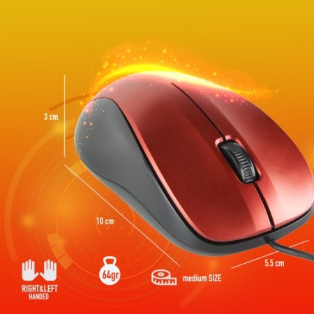 NGS CREW ratón Oficina Ambidextro USB tipo A Óptico 1200 DPI