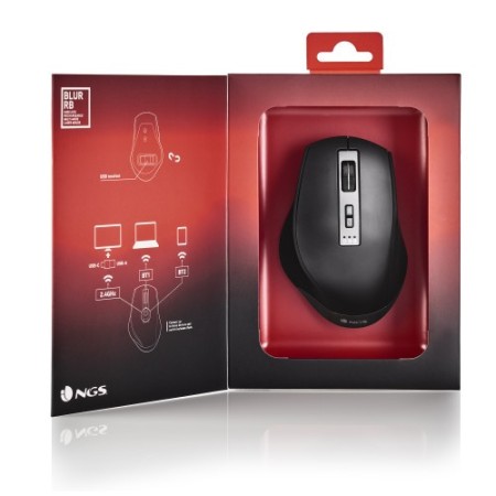NGS BLUR-RB ratón Juego mano derecha Bluetooth + USB Type-A 3200 DPI