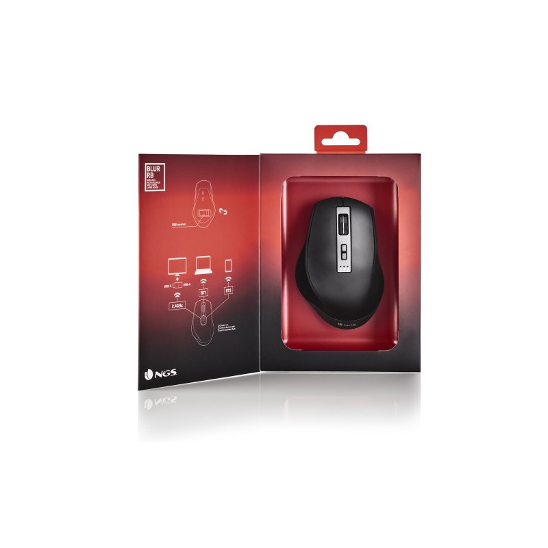 NGS BLUR-RB ratón Juego mano derecha Bluetooth + USB Type-A 3200 DPI
