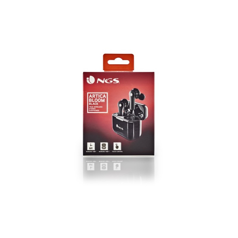 NGS ARTICA BLOOM Auriculares Inalámbrico Dentro de oído Llamadas/Música USB Tipo C Bluetooth Negro