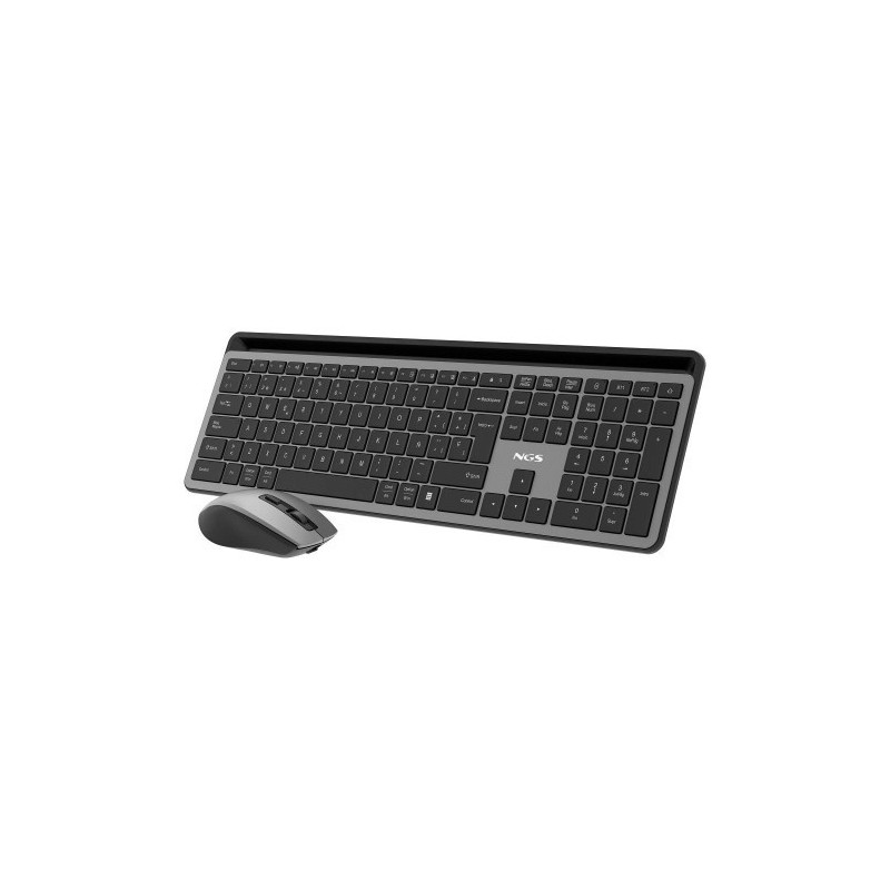 NGS ECLIPSE teclado Ratón incluido Hogar / Oficina RF Wireless + Bluetooth QWERTY Inglés Gris