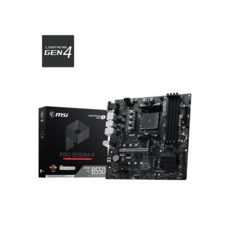 PLACA MSI PRO B550M-P,AMD,AM4,B550,4DDR4,128GB,VGA+DVI+HDMI,GBLAN,4SATA3+M.2,6USB3.2,MATX