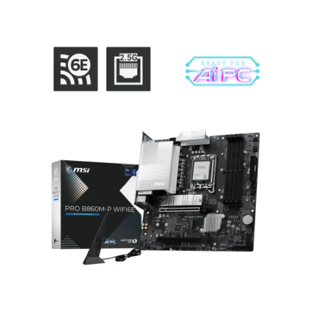 PLACA MSI PRO B860M-P WIFI6E,INTEL,1851,B860,4DDR5,256GB,1HDMI+1DP+1VGA,4SATA3+2M.2,2.5GBLAN+WIFI6E+BT5.3,6USB3.2,MATX
