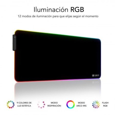 SUBBLIM Alfombrilla/Tapete Ratón Luz LED RGB 9 colores Extra Grande