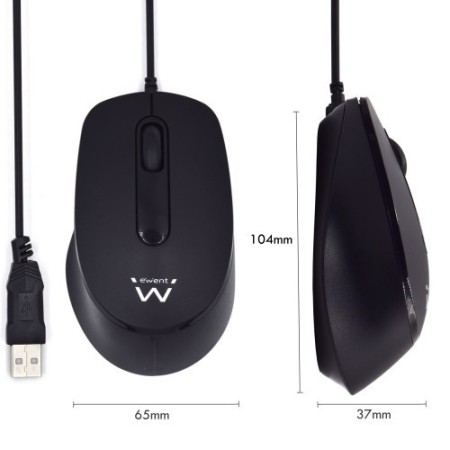 Ewent EW3159 ratón Ambidextro USB tipo A Óptico 1000 DPI