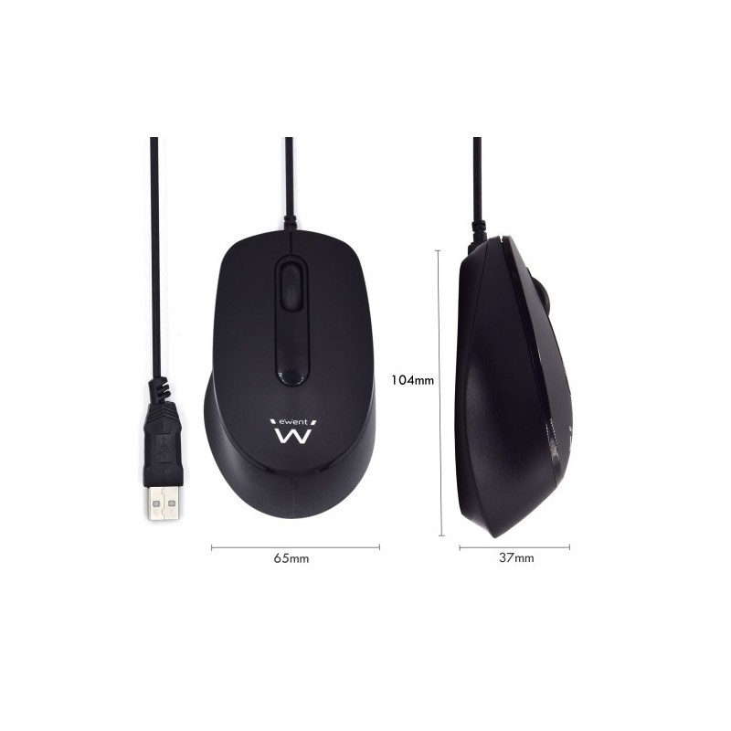 Ewent EW3159 ratón Ambidextro USB tipo A Óptico 1000 DPI