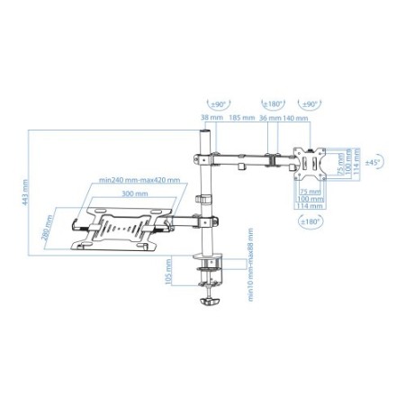 TooQ Soporte de mesa para pantalla 13″-32″ y portátil