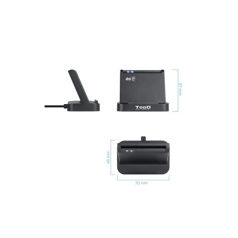 TooQ Lector de Tarjetas Inteligentes DNIe VISION USB 2.0, Negro