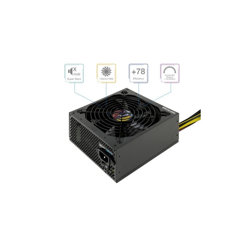 TooQ TQAPOLO-600SP unidad de fuente de alimentación 600 W 20+4 pin ATX ATX Negro