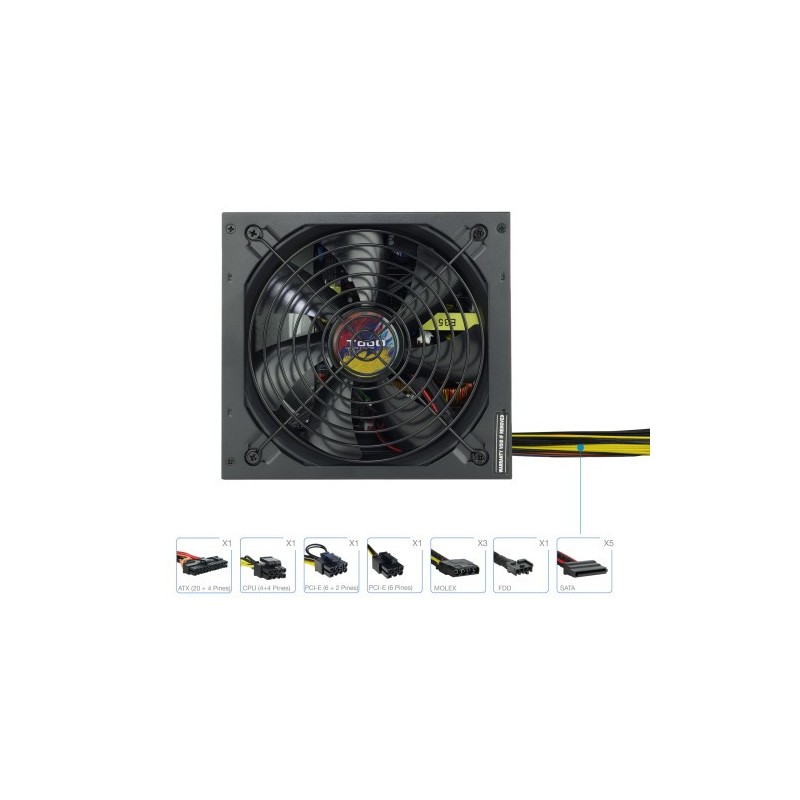 TooQ TQAPOLO-700SP unidad de fuente de alimentación 700 W 20+4 pin ATX ATX Negro