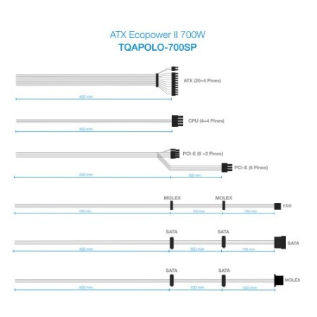 TooQ TQAPOLO-700SP unidad de fuente de alimentación 700 W 20+4 pin ATX ATX Negro