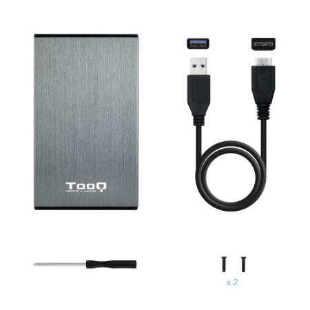 TooQ TQE-2527G caja para disco duro externo Caja de disco duro (HDD) Negro, Gris 2.5″
