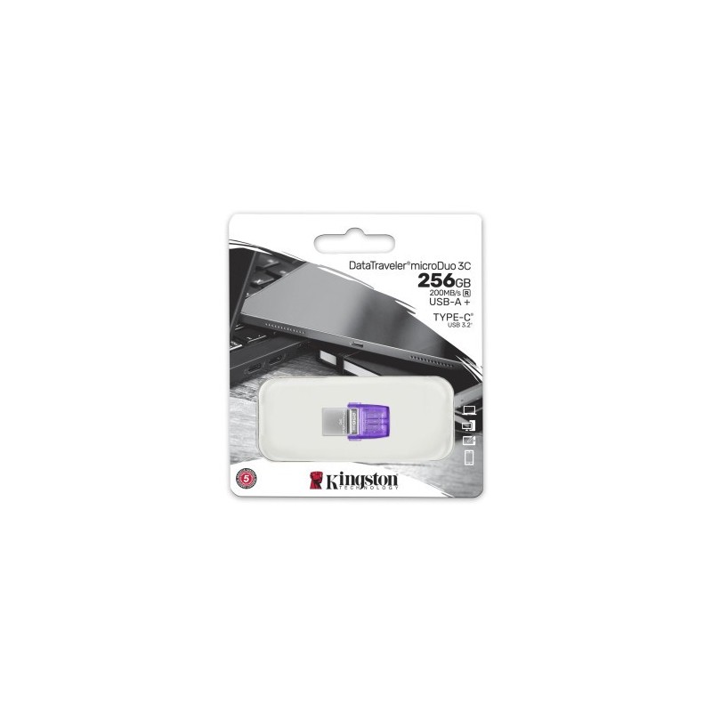 Kingston Technology DataTraveler microDuo 3C unidad flash USB 256 GB USB Type-A / USB Type-C 3.2 Gen 1 (3.1 Gen 1) Acero inoxida