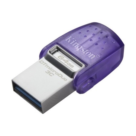 Kingston Technology DataTraveler microDuo 3C unidad flash USB 64 GB USB Type-A / USB Type-C 3.2 Gen 1 (3.1 Gen 1) Púrpura, Acero