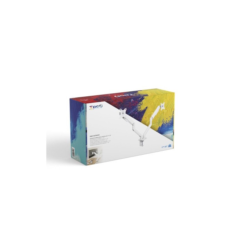 TooQ DB4132TNR-W soporte para monitor 81,3 cm (32″) Abrazadera/Atornillado Blanco