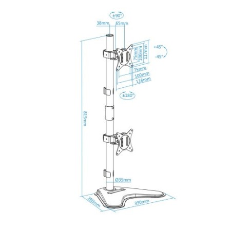 TooQ DB1703TNV-B soporte para monitor 81,3 cm (32″) Independiente Negro