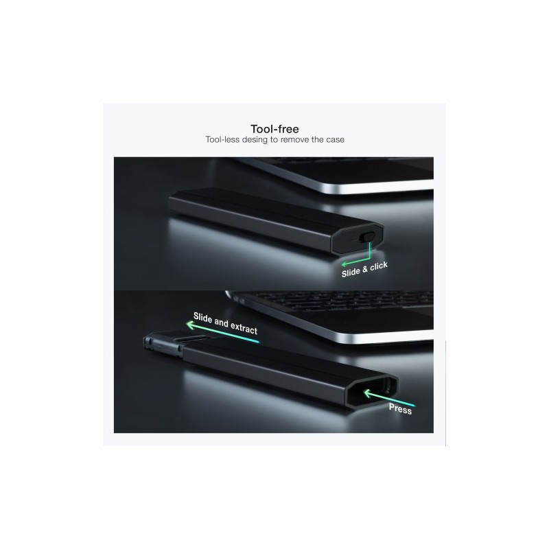 TooQ Shura Caja externa para unidad de estado sólido (SSD) Negro M.2