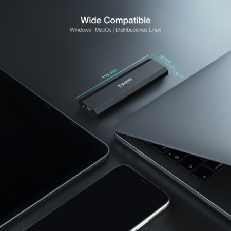 TooQ Shura Caja externa para unidad de estado sólido (SSD) Negro M.2