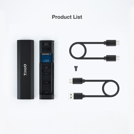 TooQ Shura Caja externa para unidad de estado sólido (SSD) Negro M.2