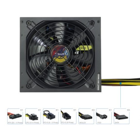 TooQ TQAPOLO-650SP unidad de fuente de alimentación 650 W 20+4 pin ATX ATX Negro