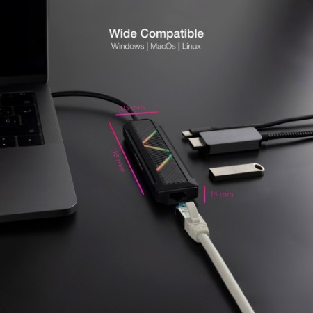 Nanocable 10.16.0501 base para portátil y replicador de puertos Alámbrico USB 3.2 Gen 1 (3.1 Gen 1) Type-C Negro