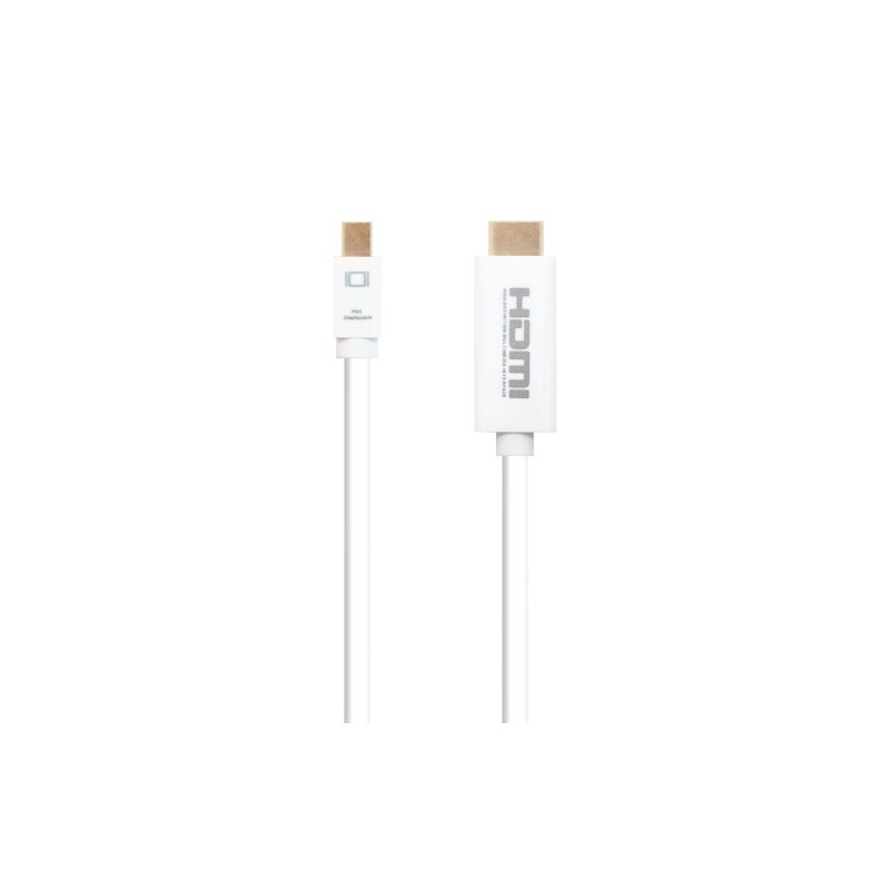 Nanocable Cable conversor Mini DP a HDMI, Mini DP/M - HDMI/M, Blanco, 2.0 M