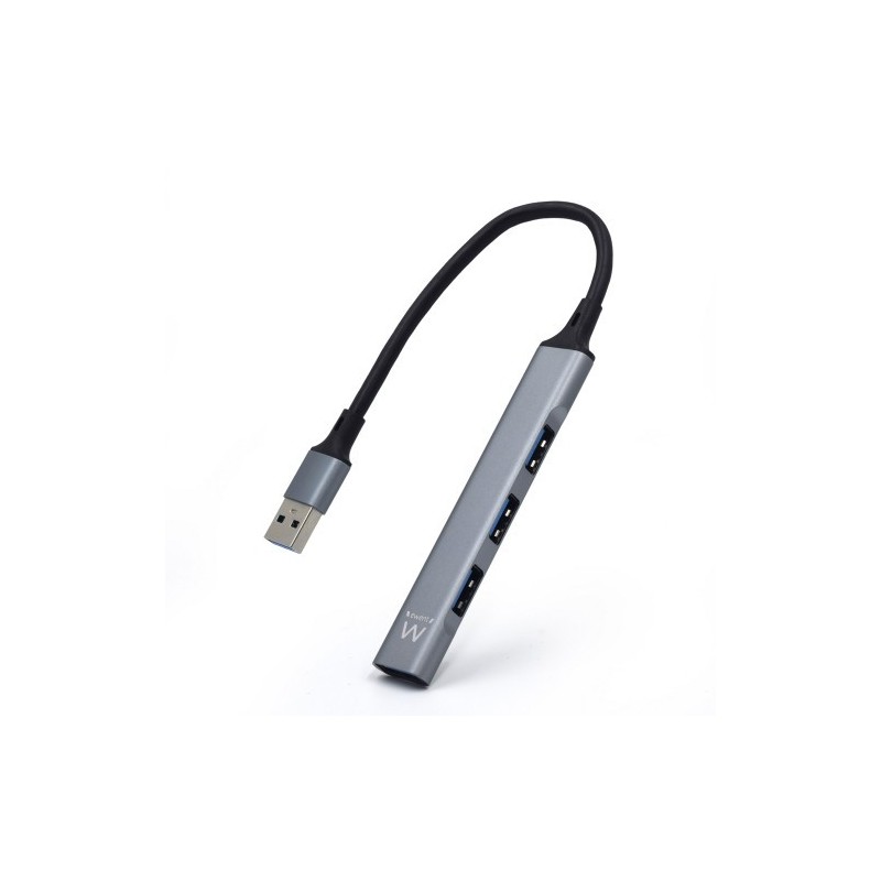 Ewent EW1144 hub de interfaz USB 3.2 Gen 1 (3.1 Gen 1) Type-A 5000 Mbit/s Gris, Plata