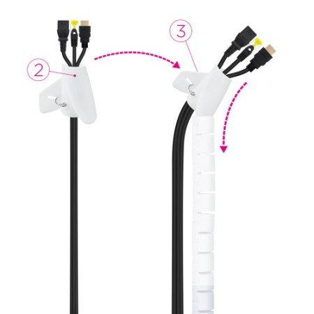 Nanocable Organizador de Cables Flexible 25 mm, Blanco, 3 m