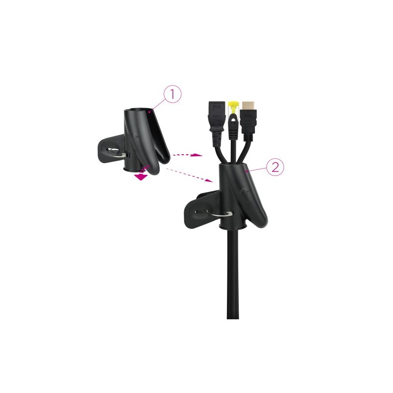 Nanocable Organizador de Cables Flexible 25 mm, Negro, 2 m