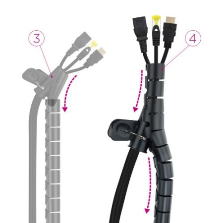 Nanocable Organizador de Cables Flexible 25 mm, Negro, 2 m