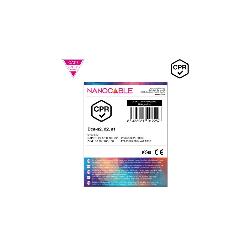 Nanocable Cable de Red CAT.7 LSZH SFTP PIMF AWG23, Naranja, 100 m