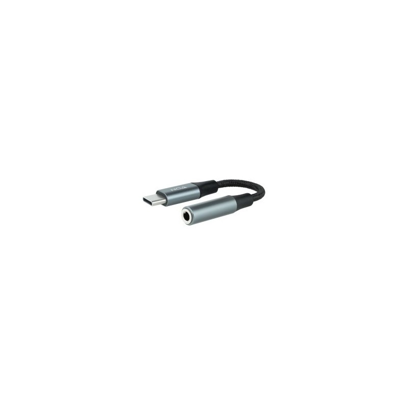 Nanocable Cable Adaptador Audio USB-C/M a Jack 3.5/H, 11 cm, Negro/Gris