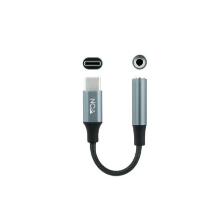 Nanocable Cable Adaptador Audio USB-C/M a Jack 3.5/H, 11 cm, Negro/Gris