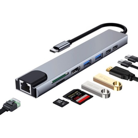 Ewent EW1146 base para portátil y replicador de puertos Alámbrico USB 3.2 Gen 1 (3.1 Gen 1) Type-C Gris