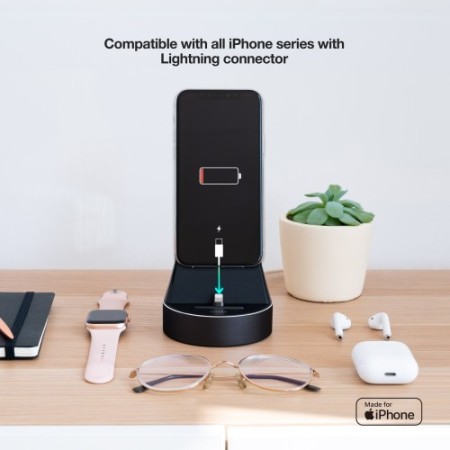 TooQ Base de Carga para Apple Watch y iPhone, Negro