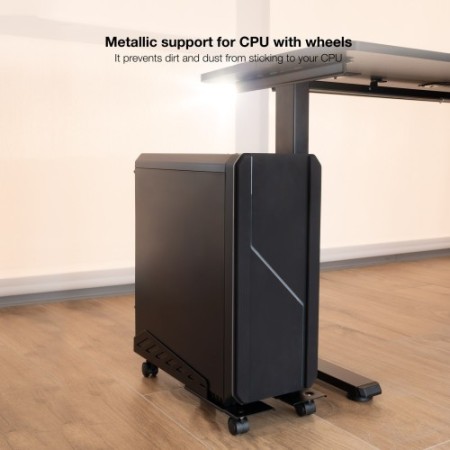 TooQ Soporte metálico para CPU de suelo con ruedas