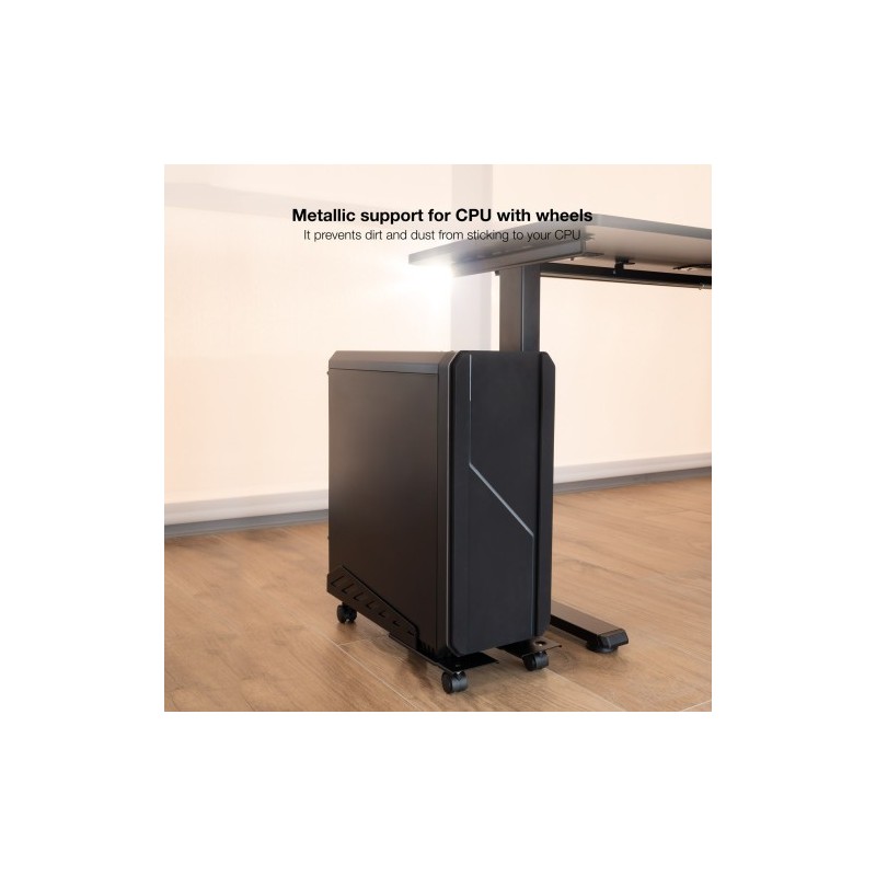 TooQ Soporte metálico para CPU de suelo con ruedas