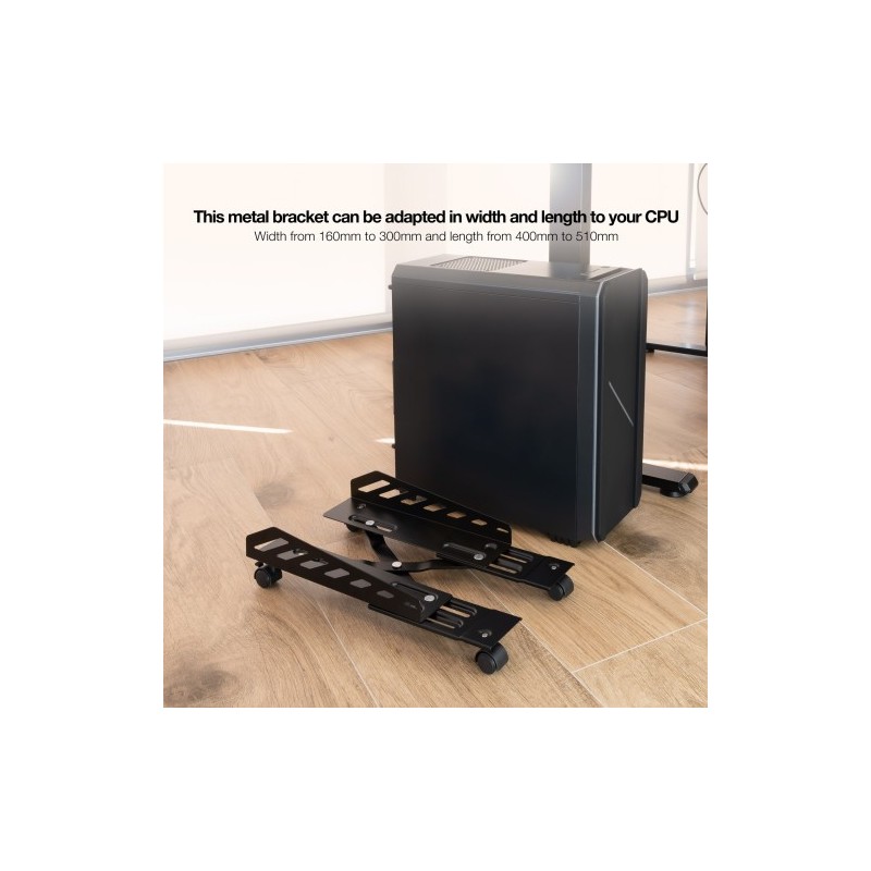 TooQ Soporte metálico para CPU de suelo con ruedas