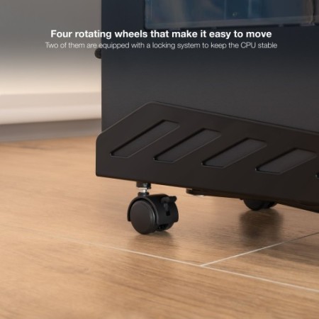 TooQ Soporte metálico para CPU de suelo con ruedas