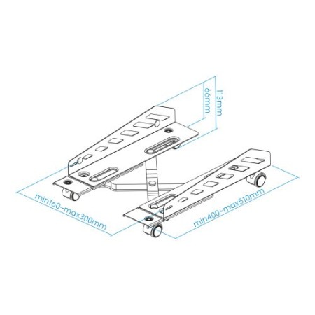 TooQ Soporte metálico para CPU de suelo con ruedas