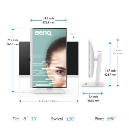 BENQ MONITOR GW2790QT (9H.LLGLA.TBE) (Q123) 27” IPS 2K QHD USB-C EYE-CARE, ALTAVOCES Y MICRÓFONO CON CANCELACION DE RUIDOS, REGU