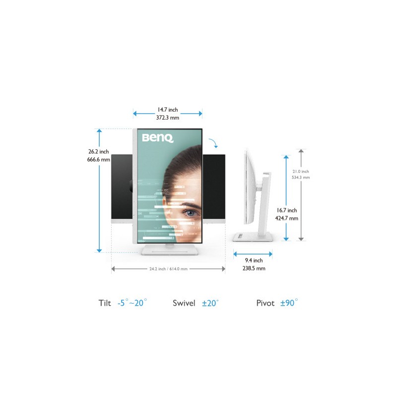 BENQ MONITOR GW2790QT (9H.LLGLA.TBE) (Q123) 27” IPS 2K QHD USB-C EYE-CARE, ALTAVOCES Y MICRÓFONO CON CANCELACION DE RUIDOS, REGU