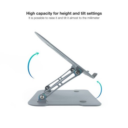 TOOQ SOPORTE ELEVADOR DE ALUMINIO AJUSTABLE ERGONÓMICO PARA PORTÁTILES, GRIS