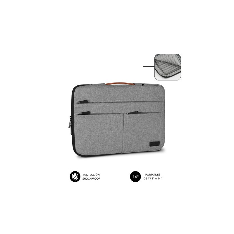 SUBBLIM Funda Air Padding 360 Sleeve 13,3-14″ Light Grey