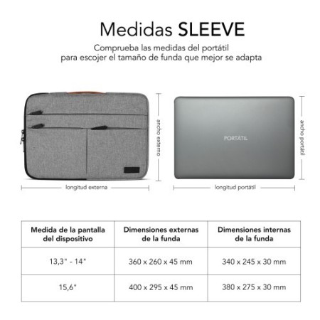SUBBLIM Funda Air Padding 360 Sleeve 13,3-14″ Light Grey