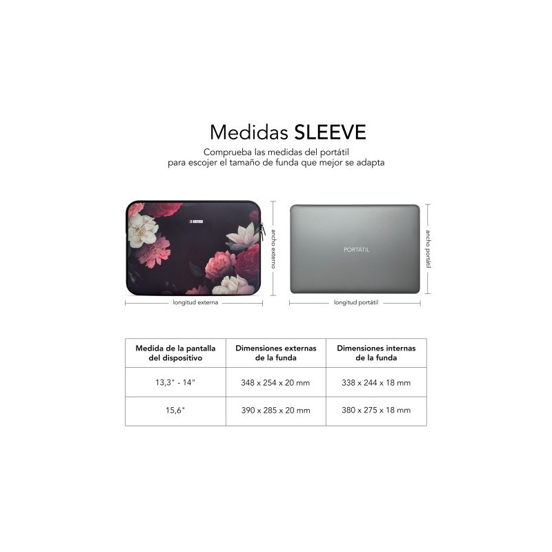 SUBBLIM Funda Ordenador Neopreno Trendy Sleeve Neo Flowers 15,6″