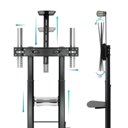 TooQ Ares Soporte de Suelo con Ruedas con Regulación de Altura para Pantallas 60″-100″