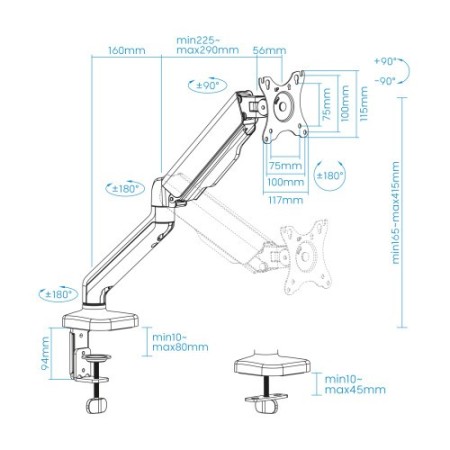 TooQ Soporte de Mesa para Pantalla 17″-32″, Negro